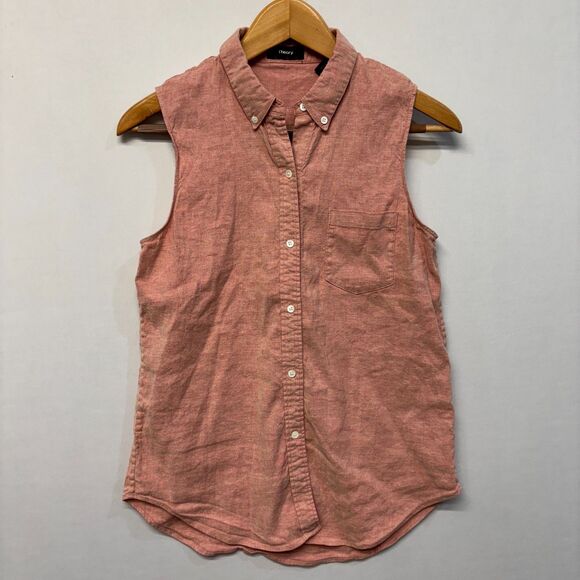 Theory Women Linen Blend Sleeveless Blouse Top Button Shirt Size Medium D050 -6 - Picture 16 of 16